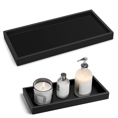 yivom 2Stk Badezimmer Tablett Schwarz 20x10cm&30x12,5cm Deko Bad Silikon Tablett Deko Bad Tablett Schwarz für Badezimmer Deko Schminktablett für Waschtisch, Badewanne yivom 2Stk Badezimmer Tablett Schwarz 20x10cm&30x12,5cm Deko Bad Silikon Tablett Deko Bad Tablett Schwarz für Badezimmer Deko Schminktablett für Waschtisch, Badewanne von yivom