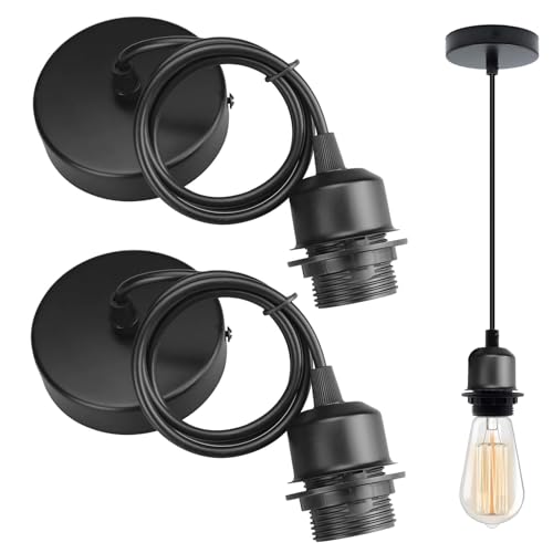 yivom 2er Lampenaufhängung E27 mit Befestigungsring, Lampenfassung E27 mit Kabel, Lampenfassung Decke mit Deckenleuchte Halterung für Schlafzimmer, Wohnzimmer-mit 100CM Verstellbar Kabel yivom 2er Lampenaufhängung E27 mit Befestigungsring, Lampenfassung E27 mit Kabel, Lampenfassung Decke mit Deckenleuchte Halterung für Schlafzimmer, Wohnzimmer-mit 100CM Verstellbar Kabel von yivom
