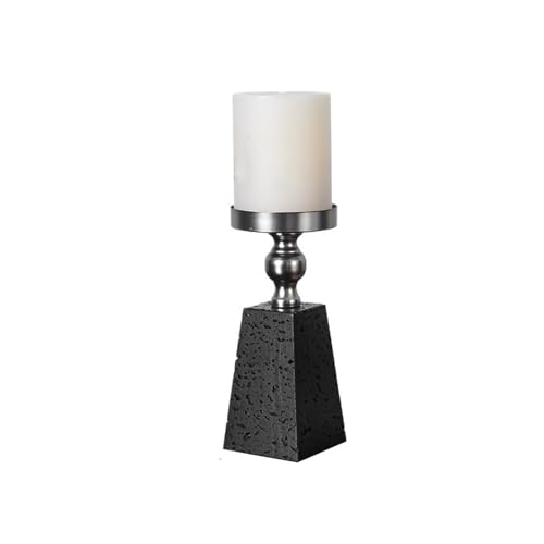 yixinzi-2024 Kerzenleuchter Marmor Hardware Kerzenhalter Licht Luxus High-End Aromatherapie Kerzenhalter Dekorative Ornamente Deko Kerzenständer(Schwarz,Klein) von yixinzi-2024