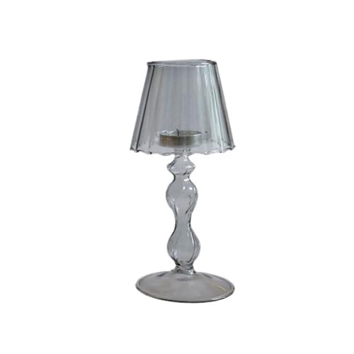 yixinzi-2024 Kerzenleuchter Retro Tisch Lampe Stil Glas Kerze Halter Hause Dekoration Persönlichkeit Ornamente Deko Kerzenständer(Grigio) von yixinzi-2024