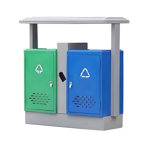 yixinzi-2024 Mülltonnen für den Außenbereich Abfalleimer im Industriestil for öffentliche Bereiche Freien, doppelte Metallbox for Straßenmüll von yixinzi-2024