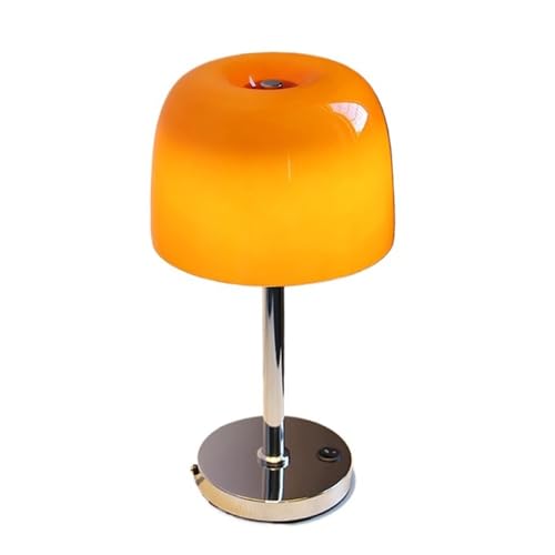 yixinzi-2024 Nachttischlampen Pilz Tischlampe Schlafzimmer Wohnzimmer durchscheinendes Glas Vintage Ambiente Nachttisch Leselampen Tischlampe(Orange) von yixinzi-2024