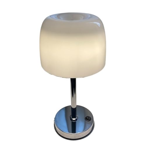 yixinzi-2024 Nachttischlampen Pilz Tischlampe Schlafzimmer Wohnzimmer durchscheinendes Glas Vintage Ambiente Nachttisch Leselampen Tischlampe(Weiß) von yixinzi-2024