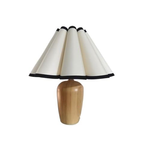 yixinzi-2024 Nachttischlampen Vintage Französisch Plissee Rustikalen Stil Tisch Lampe Wohnzimmer Schlafzimmer Nacht Lampe Stoff Lampenschirm LED Tischlampe(Bruin) von yixinzi-2024