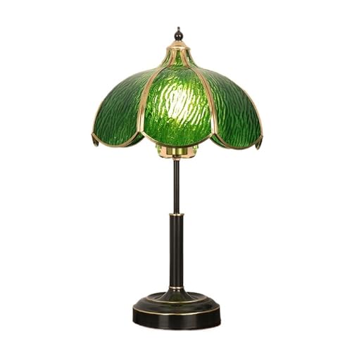 yixinzi-2024 Nachttischlampen Vintage Glas Tisch Lampe Schlafzimmer Studie Wohnzimmer Tisch Lampe Messing Buntglas Nachttisch Lampen Tischlampe(Green,Groß) von yixinzi-2024