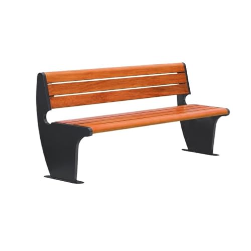 yixinzi-2024 Outdoor-Bank Dunkelbraune Parkbank im Freien, doppelte Rückenlehne aus Holz, Edelstahl, Außenbänke for die Terrasse Gartenbank(Mittel) von yixinzi-2024