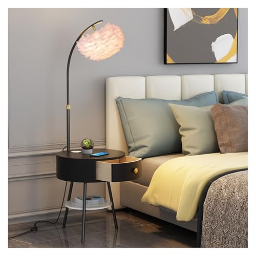 yixinzi-2024 Stehende Lichter Schmale Nachttisch-Stehlampe im Bauernhausstil, verstellbare Leselampen aus Holz am Beistelltisch(Schwarz) von yixinzi-2024
