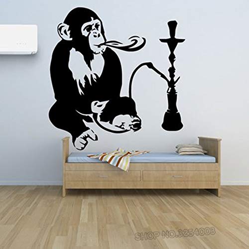 yiyitop Shisha Shisha Wandtattoo Rauchfenster Shop Decor AFFE Mit Shisha Entspannen Arabisch Abziehbilder Abnehmbare AFFE Wandaufkleber 74 * 82 cm von yiyitop