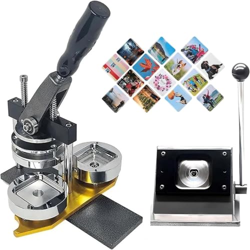 ylpddmm Button Badge Press Maschine, Pin Maker Machine,KüHlschrankmagnet-Button-Abzeichenherstellung, Button-Abzeichen-Maker mit Kühlschrankmagnet-Schneider(50x50MM) von ylpddmm