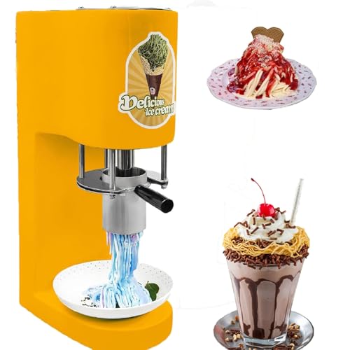 ylpddmm Spaghetti-Eispresse, Gelato-Maschine, Eismaschinen, 4 austauschbare Formen, One-Touch-Start, Softeis-Dessertmaschine für Geschäfte und Gastronomie, 420-ml-Behälter,Yellow ylpddmm Spaghetti-Eispresse, Gelato-Maschine, Eismaschinen, 4 austauschbare Formen, One-Touch-Start, Softeis-Dessertmaschine für Geschäfte und Gastronomie, 420-ml-Behälter,Yellow von ylpddmm