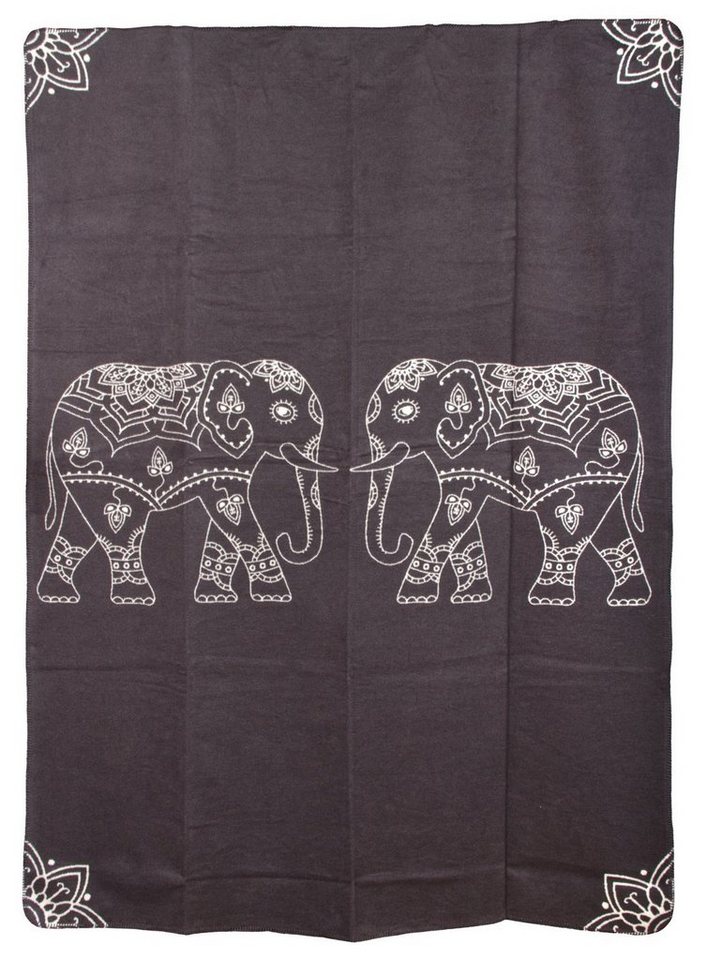 Wolldecke Yogadecke Elefanten 150 x 200 cm, yogabox, regional hergestellt von yogabox