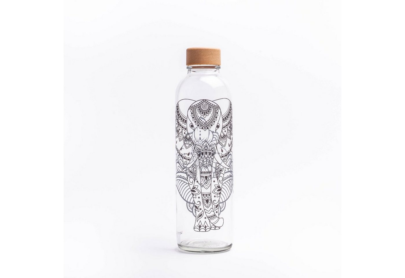 yogabox Trinkflasche CARRY 0.7 l ELEPHANT GLAS, Regional produziert von yogabox