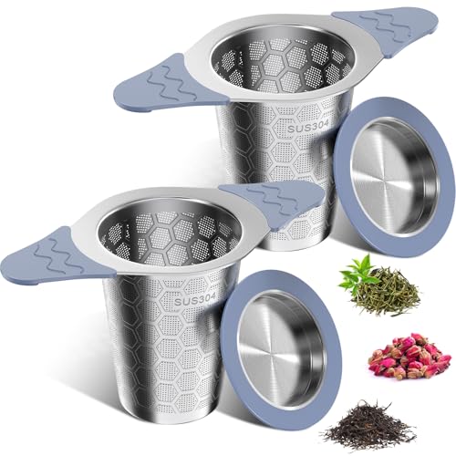 yomanta 2 Stück teesieb für losen tee mit Deckel,Breiter Griff mit hitzebeständigem Silikon,304 Edelstahl Teesieb für Teekannen/Tassen yomanta 2 Stück teesieb für losen tee mit Deckel,Breiter Griff mit hitzebeständigem Silikon,304 Edelstahl Teesieb für Teekannen/Tassen von yomanta