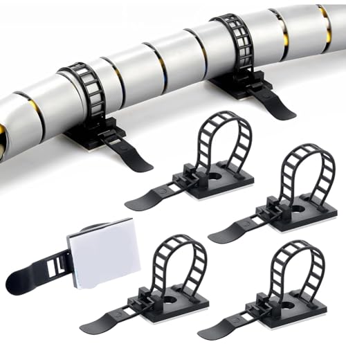 yomoe 100 Stück Verstellbare Selbstklebende Kabelbinder, Kabelclips, Selbstklebende Nylon-Kabelbänder, Selbstklebende Kabelmanagement-Clips von yomoe