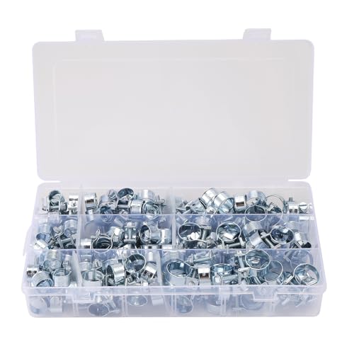 yomoe 135-Teiliges Schlauchklemmen-Set mit Doppelohrklemmen, 8-18 Mm, Schneckengetriebe, Kraftstoff-Wasserschlauchklemmen, Schlauchklemmen, Kraftstoffklemmen, Sortiertes Set yomoe 135-Teiliges Schlauchklemmen-Set mit Doppelohrklemmen, 8-18 Mm, Schneckengetriebe, Kraftstoff-Wasserschlauchklemmen, Schlauchklemmen, Kraftstoffklemmen, Sortiertes Set von yomoe