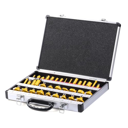 yomoe 35-Teiliges Fräser-Set mit 1/4-Schaft, Gerade Schlitz- und Perlenfräser, Fräser für die Holzbearbeitung, Gravur- und Schneidwerkzeuge von yomoe