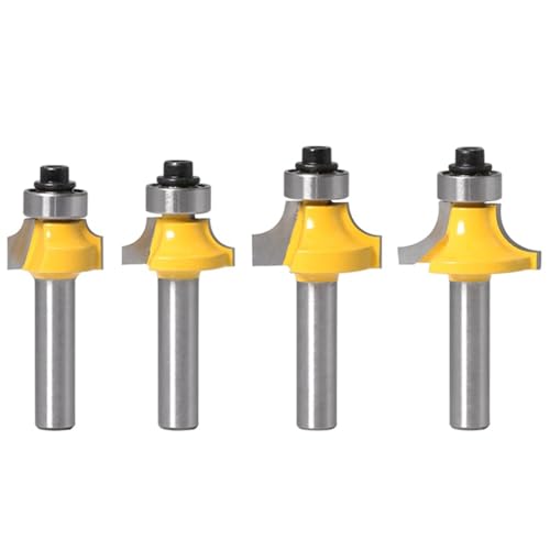 yomoe 4-Teiliges Abrundungsfräser-Set mit 8-Mm-Schaft, Holzfräser zum Abrunden und Anfasen Von von yomoe