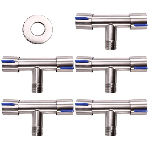 yomoe 5-Teiliges Eckventil mit Doppelsteuerung, 1 Eingang und 2 Ausgängen, für Badezimmer, Toilette, Waschmaschine, Doppelwasser-Bidet-Eckventil, Wasserhahn yomoe 5-Teiliges Eckventil mit Doppelsteuerung, 1 Eingang und 2 Ausgängen, für Badezimmer, Toilette, Waschmaschine, Doppelwasser-Bidet-Eckventil, Wasserhahn von yomoe