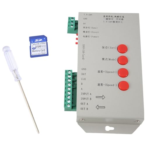 yomoe RGB-LED-Controller T1000S SD-Karte 2048 Pixel Controller für WS2801 WS2811 WS2812B SK6812 LPD6803 LED-Streifenlicht von yomoe