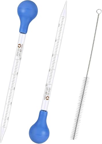 2er-Set Glas-Pipetten 10 ml inkl. Silikonkopf und Reinigungsbürste，10 ml Glaspipette, Messpipette mit Pinsel， Messpipetten für Labor, Lebensmittel, Medizin von yongyongbuy