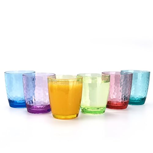 Acrylgläser im Hammerschlag-Stil, 430 ml, Kunststoff, mehrfarbig, BPA-frei, spülmaschinenfest von yongzhenlite