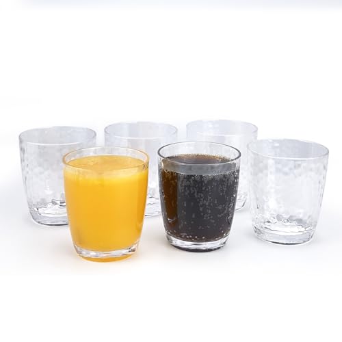 yongzhenlite Große Acrylgläser, 740 ml, Kunststoffbecher, Set mit 6 transparenten Farben, gehämmerter Stil, BPA-frei (Clear Color, 15 Ounce) von yongzhenlite