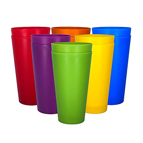 yongzhenlite Set of 12 Unbreakable Drinking Cups,32-ounce Large Plastic Tumblers,Lightweight,Dishwasher & Microwave Safe, Eco Friendly (Multi Color) von yongzhenlite