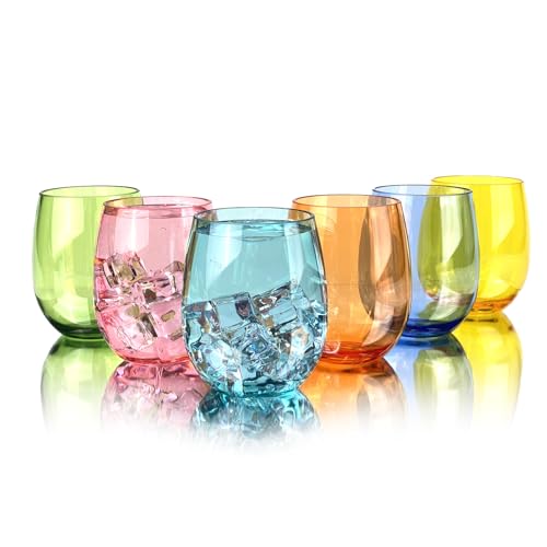 yongzhenlite Set of 6 Acrylic Wine Glasses, 18-ounce Plastic Tumbler for Party Use,BPA Free,Dishwasher Safe von yongzhenlite