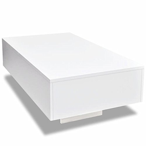 yorten Couchtisch Wohnzimmertisch Tisch Sofatisch Rechteckige Hochglanz Weiß 85 x 55 x 31 cm (L x B x H) MDF von yorten
