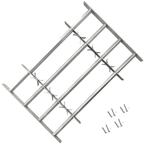 yorten Einstellbares Fenstergitter Stahl Gitter Sicherheitsgitter mit 4 Querbalken Verzinkter Stahl 600 mm für Fenster von 700-1050mm Breite von yorten