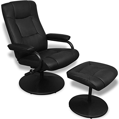 yorten Fernsehsessel TV Sessel Relaxsesse Sessel Lesesessel mit Fußstütze Schwarz 66,5 x 110 x 85 cm (B x T x H) mit Rückenwinkel Einstellbar von yorten