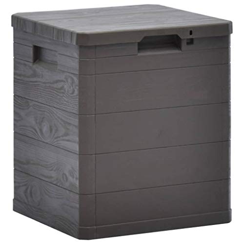 yorten Garten Aufbewahrungsbox Abschließbar Garten Box Truhe Werkzeugkasten 90 L aus Kunststoff mit Holzoptik 42,5 x 44 x 50 cm (L x B x H) Braun von yorten