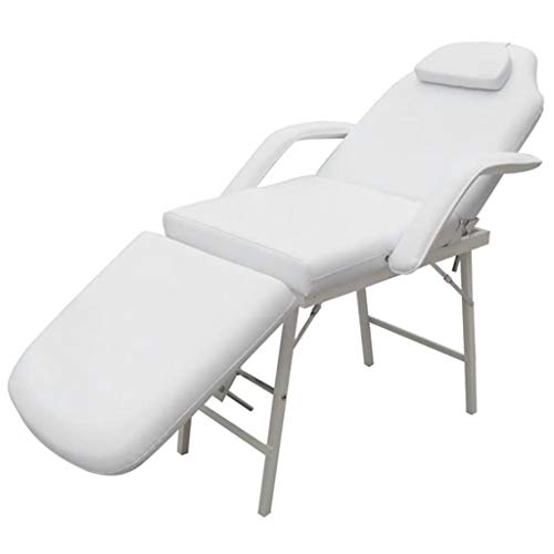 yorten Kosmetikstuhl Kosmetikliege Massageliege Behandlungsliege mit Armlehnen Verstellbare Bett 185 x 78 x 76 cm (L x B x H) Weiß von yorten