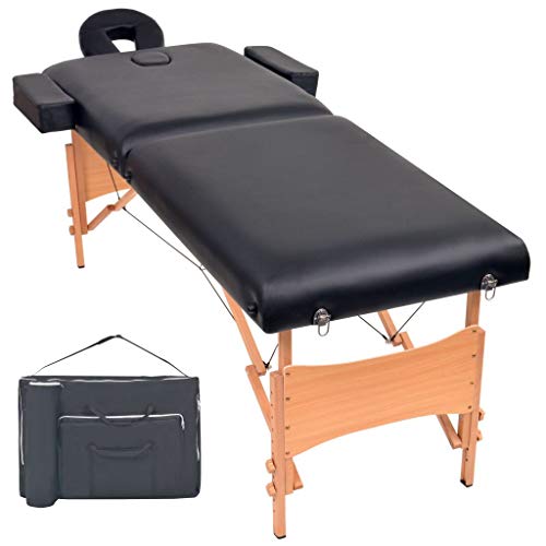 yorten Massageliegen Massagebett 2 Zonen Tragbar Faltbar 10 cm Polsterung Belastbarkeit 150 kg Höhenverstellbar Schwarz von yorten