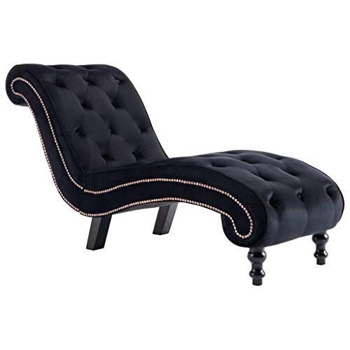 yorten Relaxliege, Ergonomisch Chaiselongue, Liegestuhl, Loungesessel, Sofaliege, Polsterliege Schnörkel-Designs, Samt, 145 x 52 x 77 cm (Schwarz) von yorten