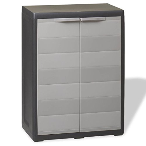 yorten Standschrank mit 1 Regal Gartenschrank Polypropylen 65 x 38 x 87 cm Schwarz und Grau von yorten