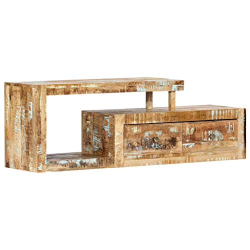 yorten TV Schrank mit Schubladen und Fach Fernsehschrank Fernsehtisch Sideboard aus Recyceltes Massivholz 120 x 30 x 40 cm (B x T x H) von yorten