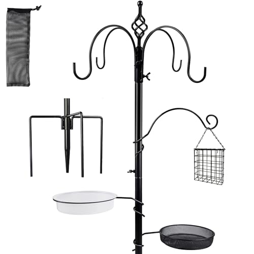 yosager Premium Vogelfutterstation, 195.6x48.3 cm Vogelfutterstation, Kit mit Metalltg und Vogeltränke zur Beobachtung von Wildvögeln, Vogelfutterspender und Pflanzgefäß-Aufhänger von yosager
