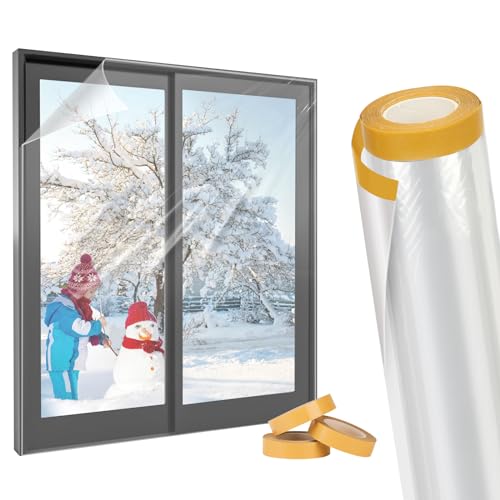 Yotache Thermo Cover Fenster-Isolierfolie1.6m x 10m - Transparente Isolierfolie zur Wärmedämmung an Fenstern - Inklusive praktischer Klebelösung von Yotache