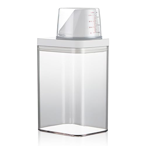 Yotutun 1100ml Luftdichter Waschmittelspender mit Messbecher, Mehrzweck-Waschpulverspender Wiederverwendbar Waschpulver Dose waschmittelbox Leere Flaschen Aufbewahrung Spender für Getreide von yotutun