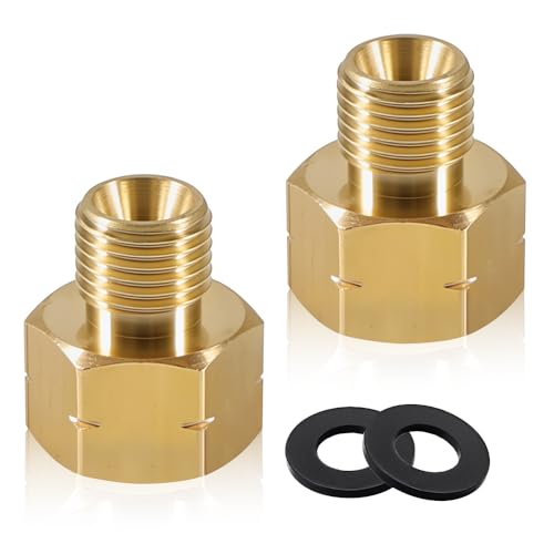 yotutun 2 Stück Messing LPG Gas Adapter, 3/8" Innengewinde x 1/4" Außengewinde Links Gasadapter, Messing Reduzierstück IG 3/8" x AG 1/4" lks Gasflaschen Adapter Gasschlauch Verbinder für Gasko von yotutun