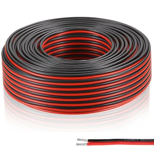 yotutun Elektrischer Draht, 2-Adriges Kabel Verzinntes Kupfer PVC-Kabel Zwillingslitzen Verlängerungskabel Verzinnter Kupferdraht für LED Streifen, Audio, Lautsprecher, Draht (0.3mm²/22awg-30Meter) von yotutun