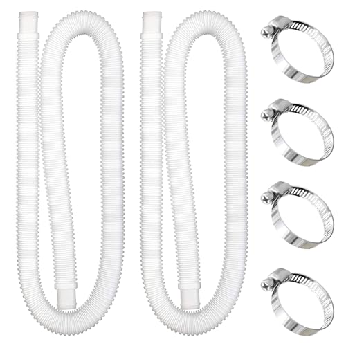 yotutun 32mm Poolschlauch für Poolpumpen, 2 Stück 1m Schwimmbadschlauch Ersatzschlauch Mit 4 Metallanschlüssen Poolfilterschlauch für Oberirdische Pools Zubehör Poolpumpe Ersatzschlauch von yotutun