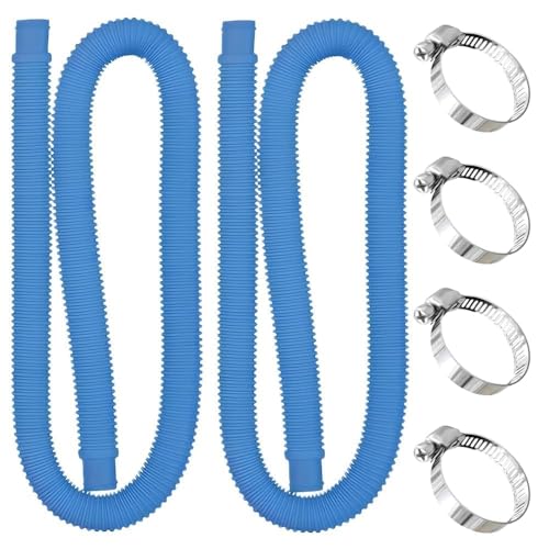 yotutun 32mm Poolschlauch für Poolpumpen, 2 Stück 1m Schwimmbadschlauch Ersatzschlauch Mit 4 Metallanschlüssen Poolfilterschlauch für Oberirdische Pools Zubehör Poolpumpe Ersatzschlauch von yotutun