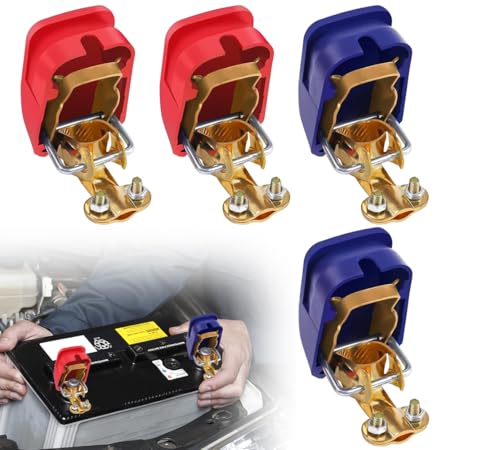 yotutun 2 Paar Batterieklemmen, 12V Klemmen Batterieanschlüsse Polklemmen Autobatterie Batterie Klemme Auto Batteriepolklemmen Batterieklemme Schnellklemmen für Boot KFZ PKW von yotutun