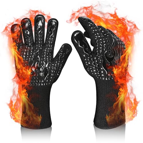 yotutun Grillhandschuhe Hitzebeständig bis 800°C, Ofenhandschuhe BBQ Handschuh Feuerfeste Handschuhe mit Anti-Rutsch Kochhandschuhe Backhandschuhe für Backen Küche Grillen - Schwarz yotutun Grillhandschuhe Hitzebeständig bis 800°C, Ofenhandschuhe BBQ Handschuh Feuerfeste Handschuhe mit Anti-Rutsch Kochhandschuhe Backhandschuhe für Backen Küche Grillen - Schwarz von yotutun
