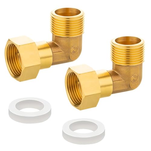 yotutun Messing Beweglich Verschraubung, 2 Stück 3/4 Zoll Winkel 90° IG/AG 3/4 Zoll 90 Grad Bogen DN20 90 Grad Winkelverschraubung für Wasserinstallationen Zentralheizungssysteme Rohranschluss von yotutun