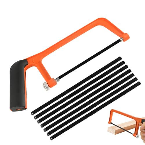 yotutun Metallsäge Klein 150 mm, Hand Bügelsäge mit 30 Austauschbarem Sägeblatt Mini Handsäge Eisensäge Holzsäge Junior Hacksaw Metallsaegebogen Sägen für Metall Holz Kunststoff von yotutun