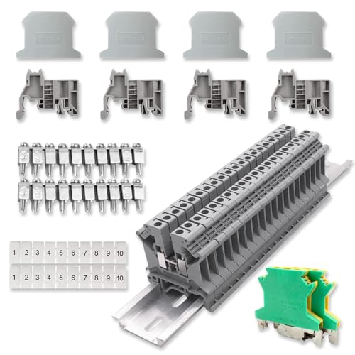 yotutun Reihenklemmen Hutschiene, UK 2,5 Durchgangsklemme Geeignet Klemmleiste DIN Schienenanschlussblocks Klemmleiste Kit für DIY Produktionsautomatisierung, Schaltungsumwandlung von yotutun