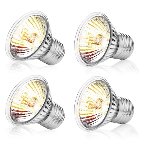 yotutun Reptilien Terrarium Wärmelampe 50W, 4 Stück E27 UVA UVB Lampe Terrarium Sonnenbad Reptil Lampe Schildkröte Wärmelampe Terrarium Lampe Wärmelampe Birne für Bartagamen Eidechsen Schlangen von yotutun